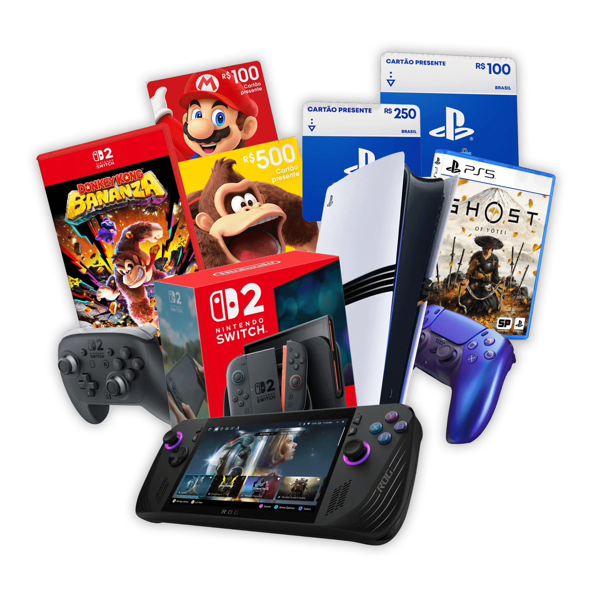 Jogos, consoles, controles e gift cards do universo PromoGames