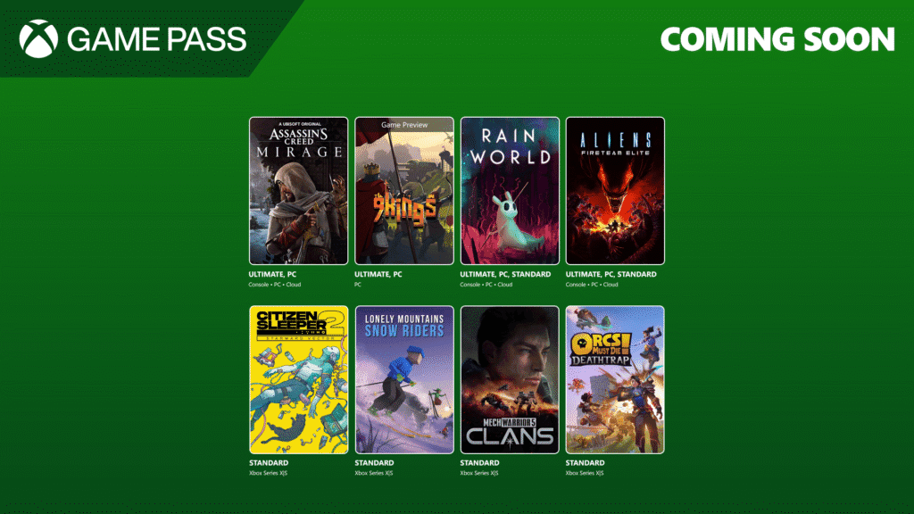 Novidades do Xbox Game Pass em Agosto: Assassin’s Creed Mirage, Rain World, MechWarrior 5 e muito mais!