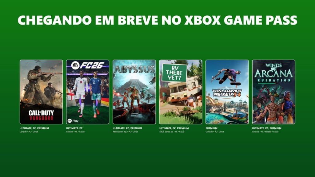 Xbox Game Pass recebe EA Sports FC 26, Call of Duty: Vanguard e mais novidades nas próximas semanas