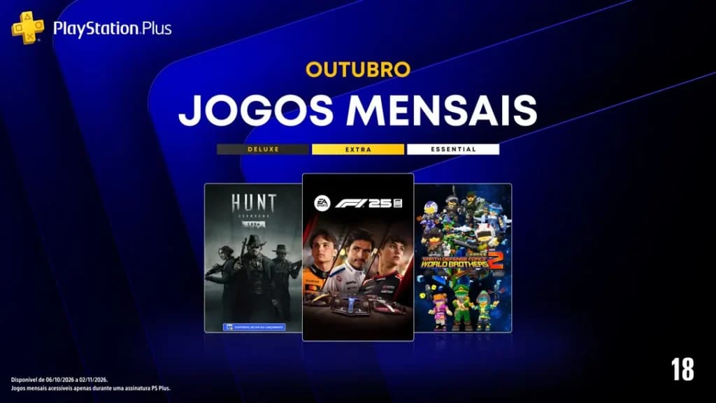 Jogos mensais do PlayStation Plus para outubro