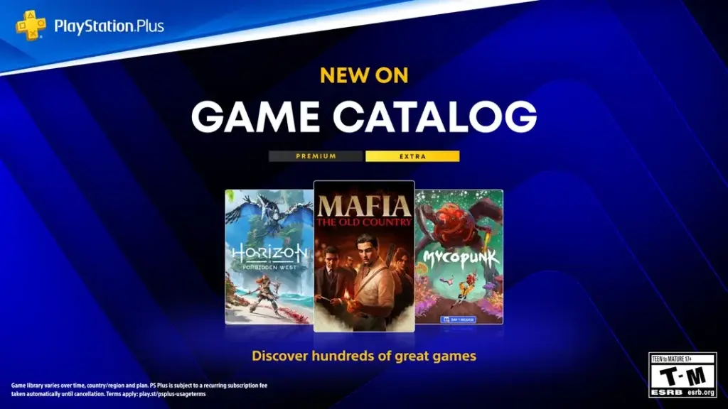 Catálogo de jogos do PlayStation Plus de outubro traz Mafia: The Old Country, Horizon Forbidden West e Mycopunk