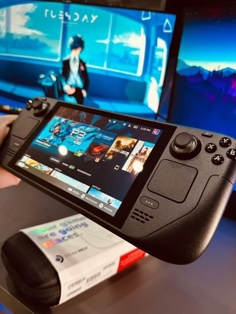 Videogame portátil com biblioteca de jogos