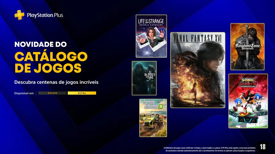 PS Plus Extra e Deluxe de Junho Trazem Final Fantasy XVI, Sonic X Shadow Generations e Mais Destaques